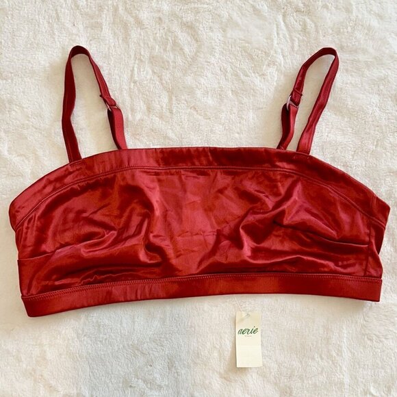 aerie Other - NWT Aerie Satin Unlined Deep Red Bralette - Size: Large
